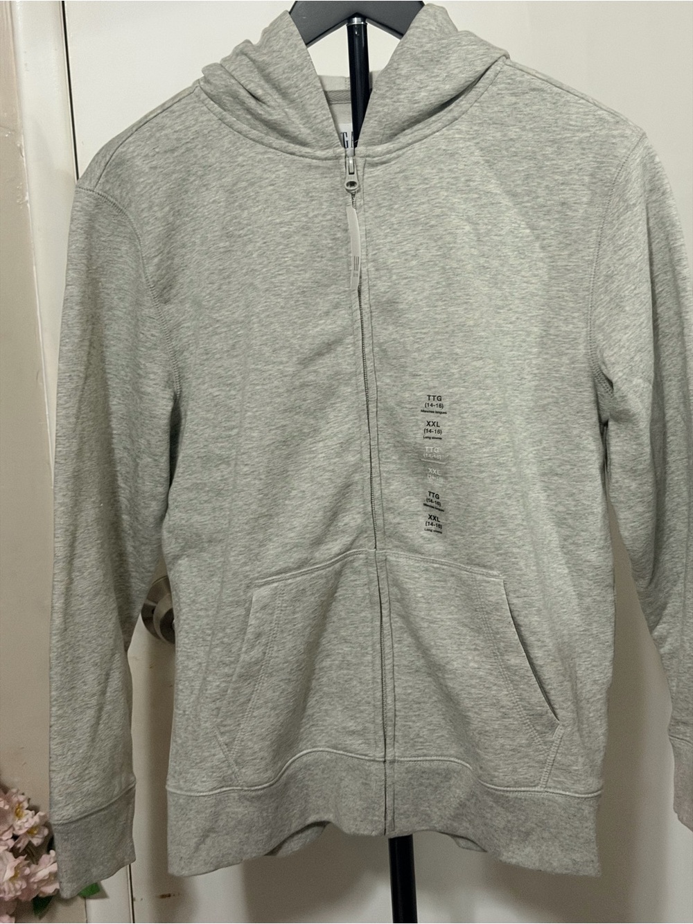 GAP Heather Gray Full-Zip Hooded Sweatshirt